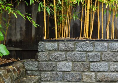 Cobblestone planter at Highbury project with bamboo privacy screening