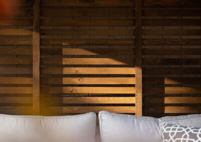 Modern backyard design with wood privacy screen