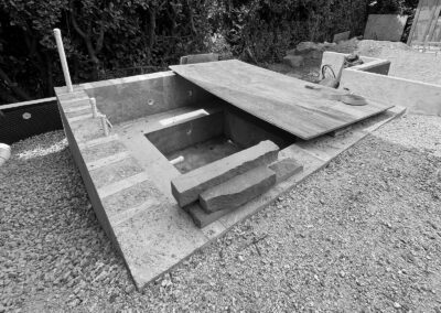 concrete hot tub shell for landscape construction project in West Vancouver